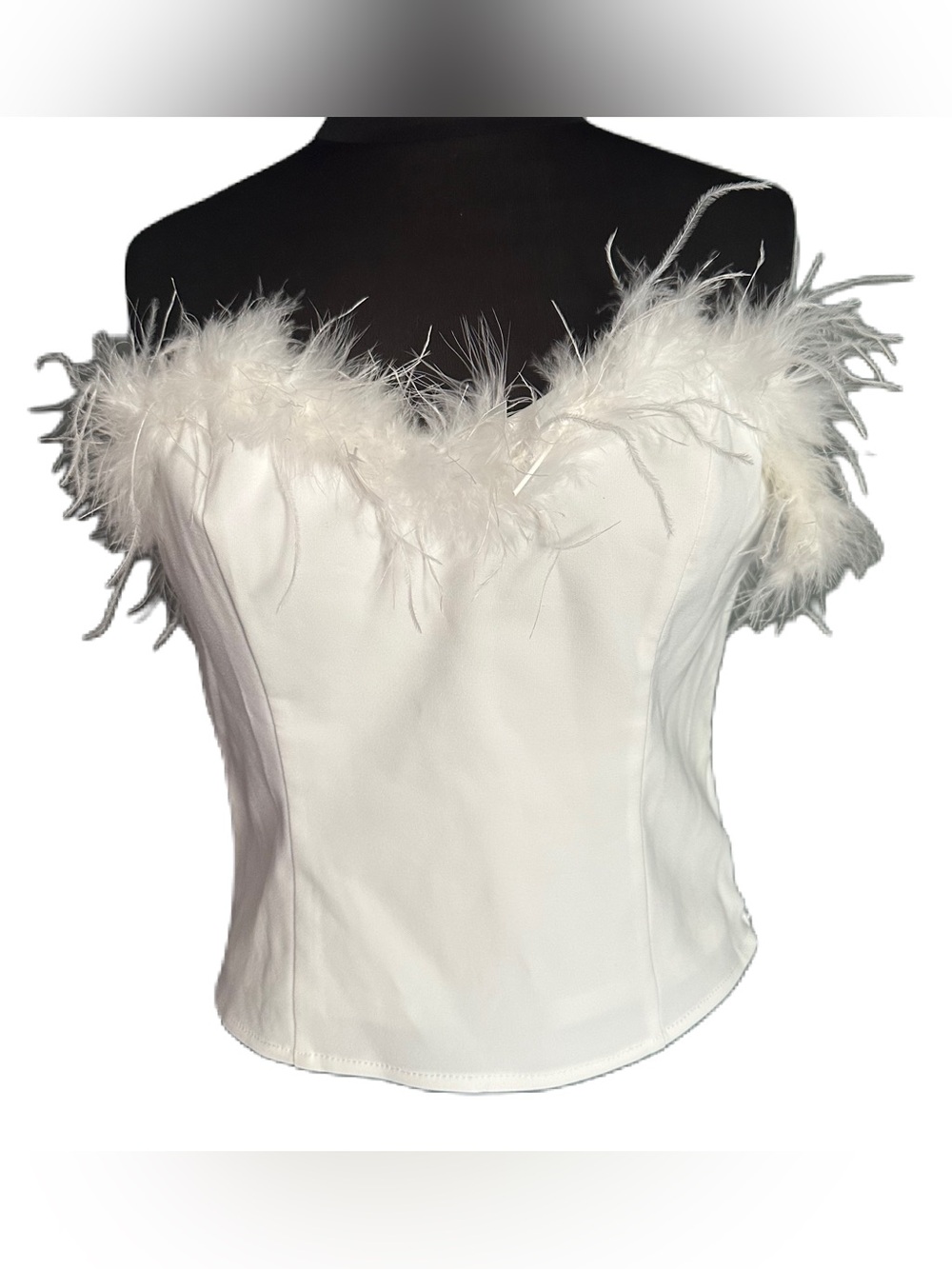 lulus white feather trim corset top